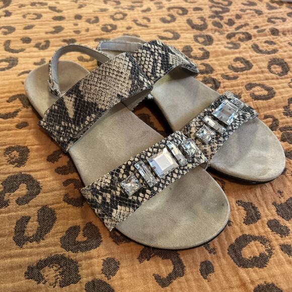 Vionic Snakeskin Bling Dupre Sandals Size 9 Leather Animal Print Embellished - Picture 1 of 8